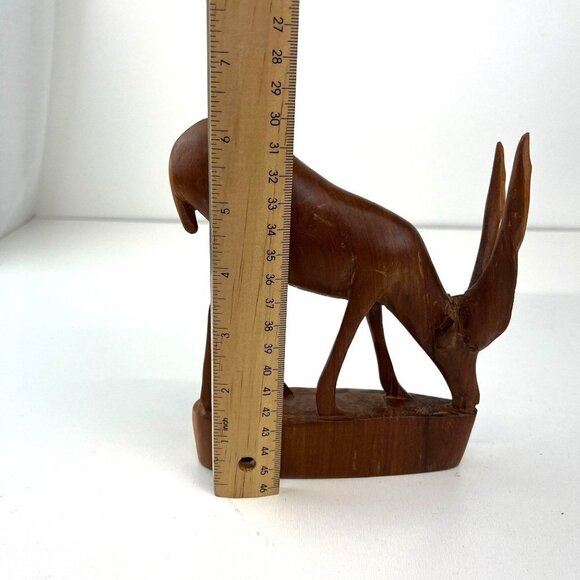 Vintage Besmo Kenye Hand Carved Antelope Statue MCM 60s 70s Home Decor - Picture 5 of 8